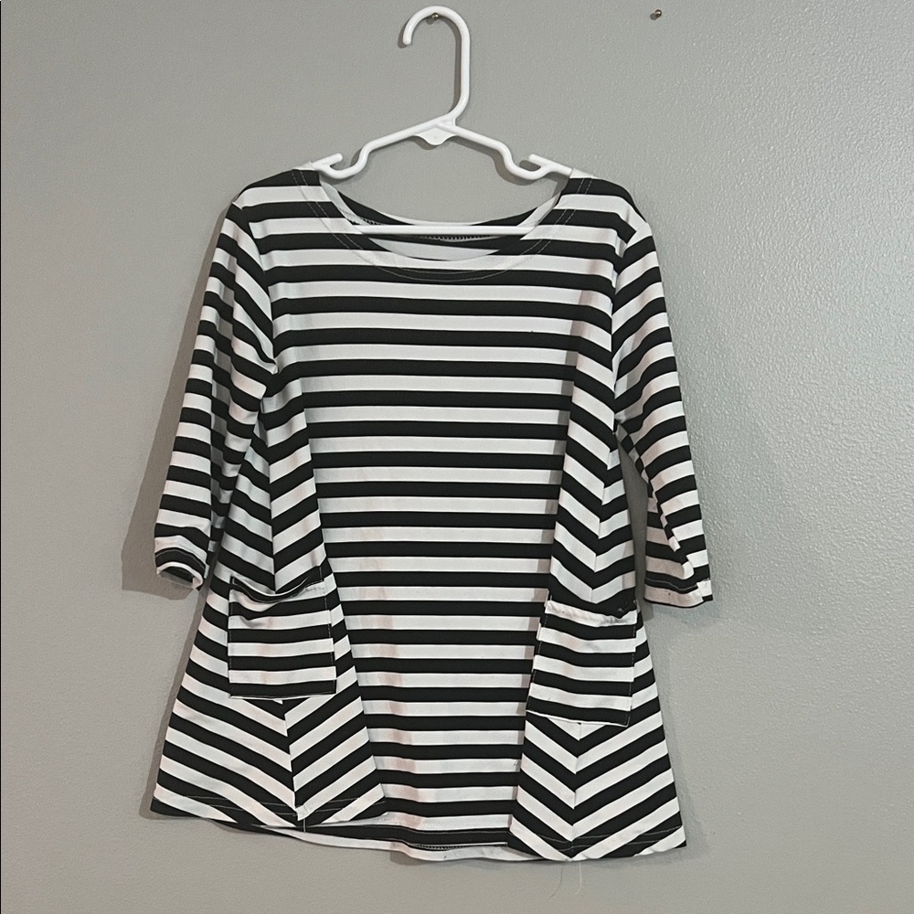 Black and White Striped Kids Dress